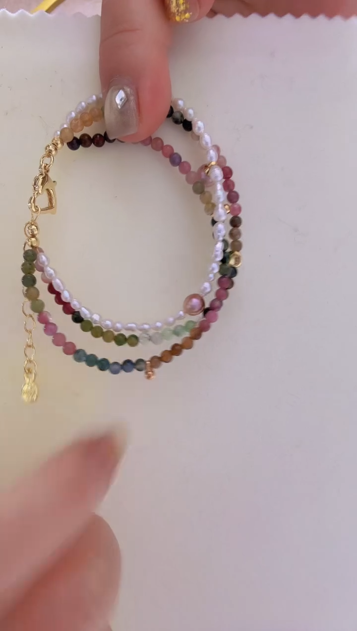 【闪购商品】淡水珍珠手链未镶嵌3.5-6.5mm+注金配饰手链