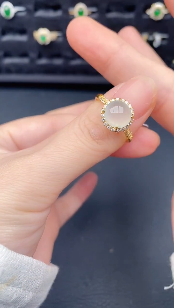 银S925镶嵌戒指翡翠天然a货翡翠134