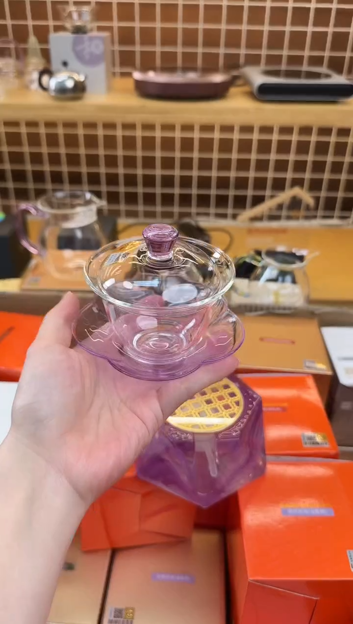 @@禾器晶彩咏荷盖碗浅紫