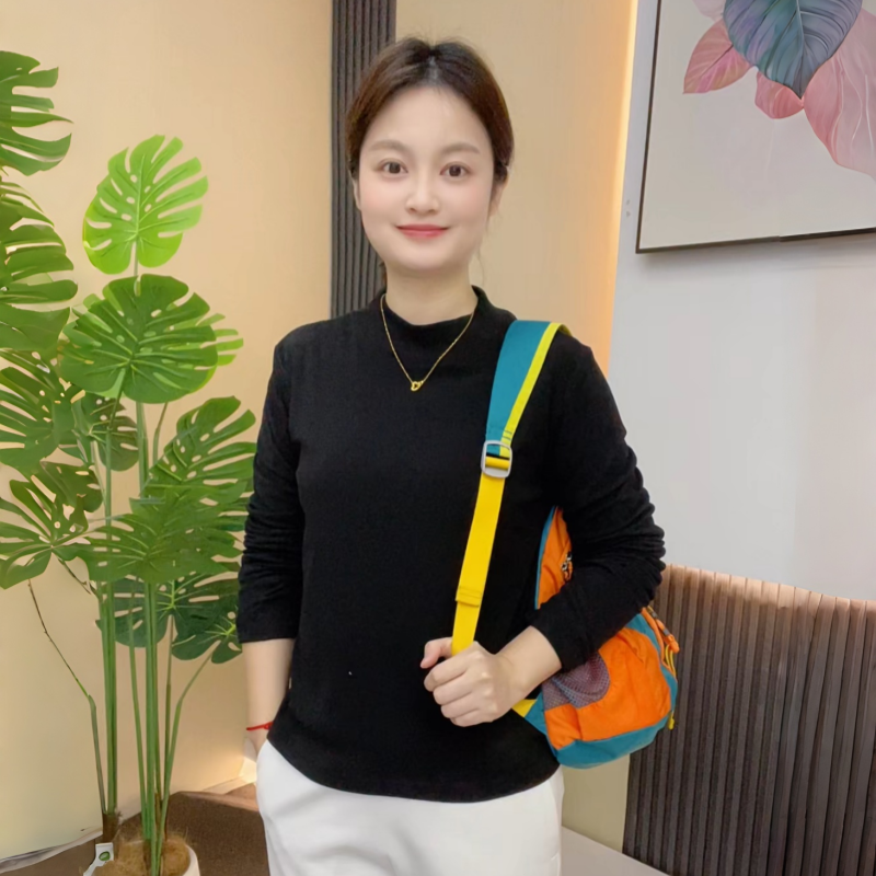 德绒保暖T恤男女2025新款秋冬季半高领长袖打底衫纯色T内搭卫衣