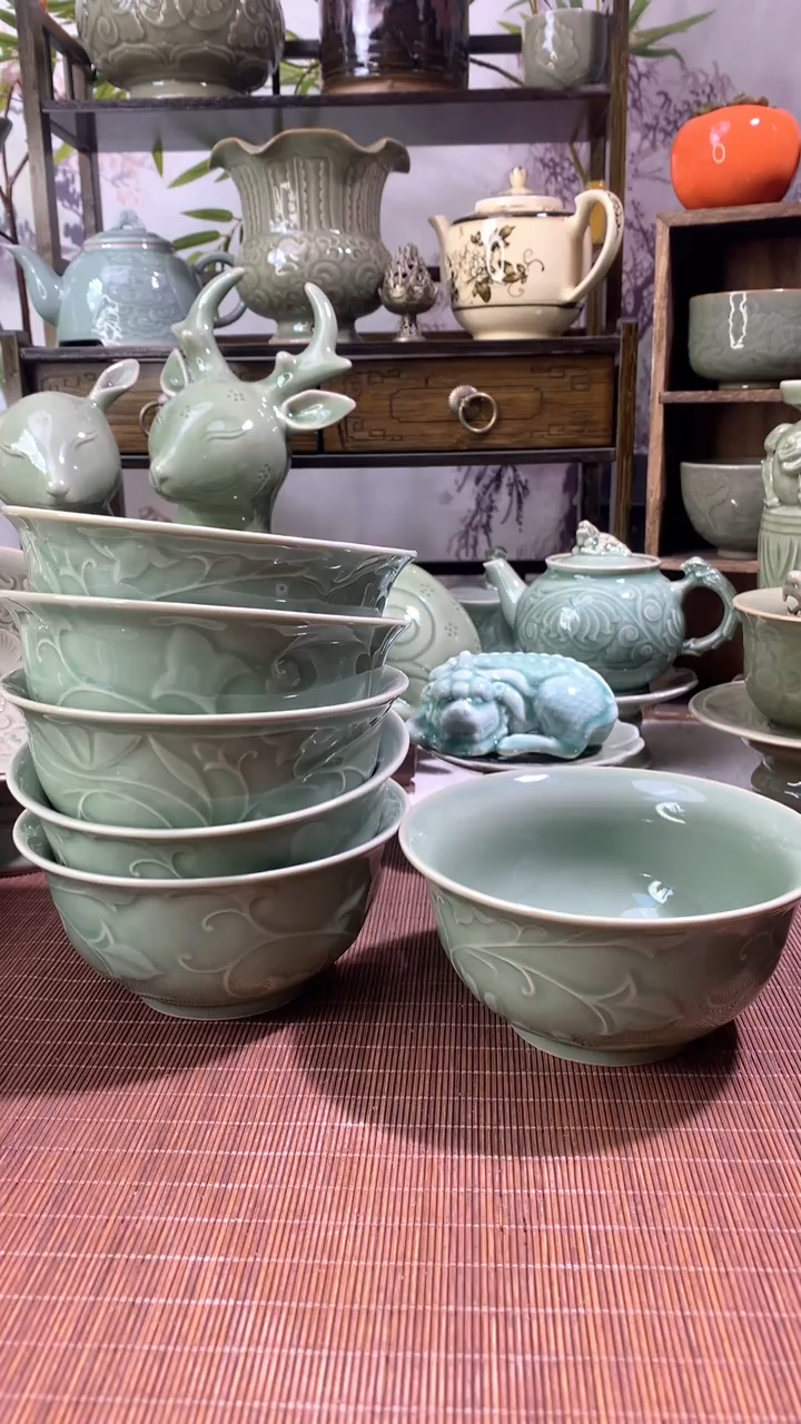 未****妈耀州窑玉兰碗14.5CM5只