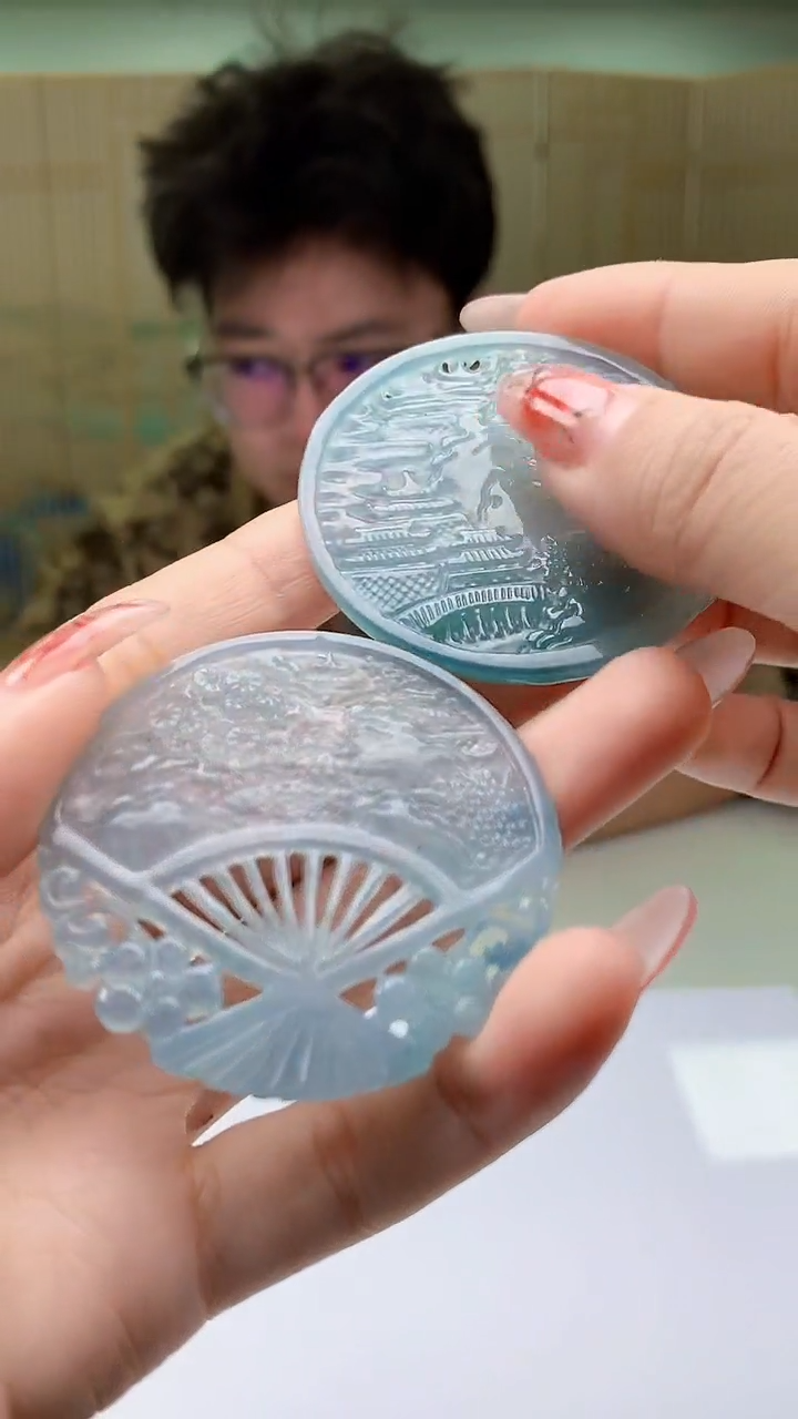 【闪购商品】定制翡翠未镶嵌4688ty-毛货挂件一对37