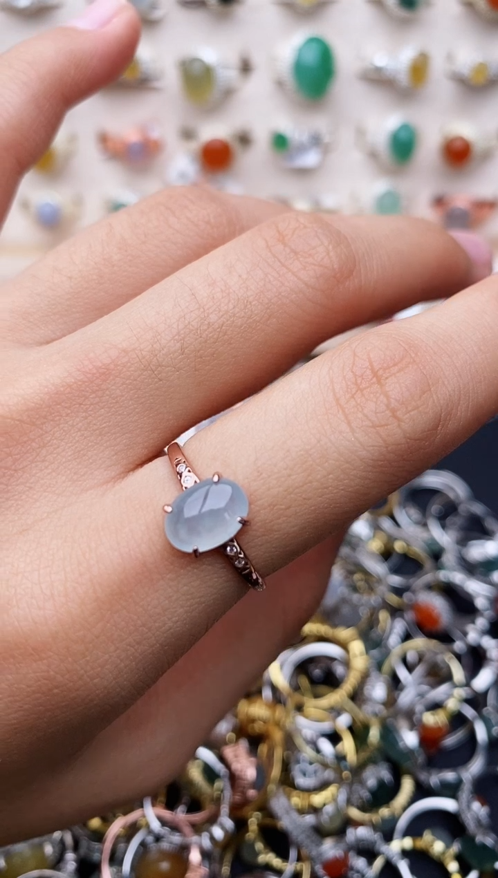 【闪购商品】翡翠戒指银S925镶嵌缅甸翡翠