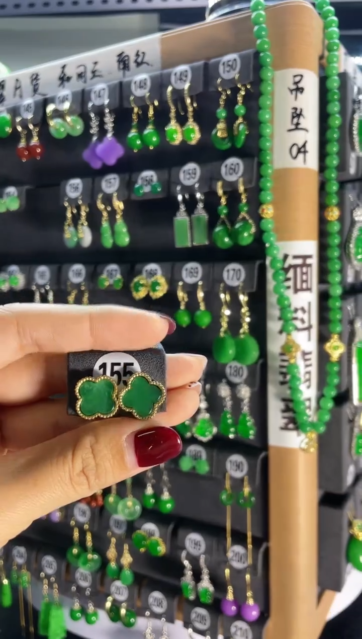 【闪购商品】翡翠耳饰银S925镶嵌155...