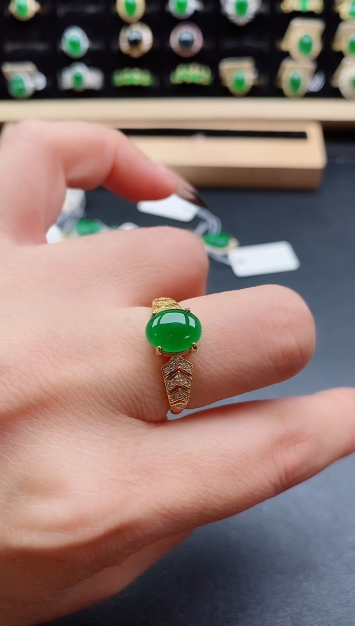 银S925镶嵌戒指翡翠1