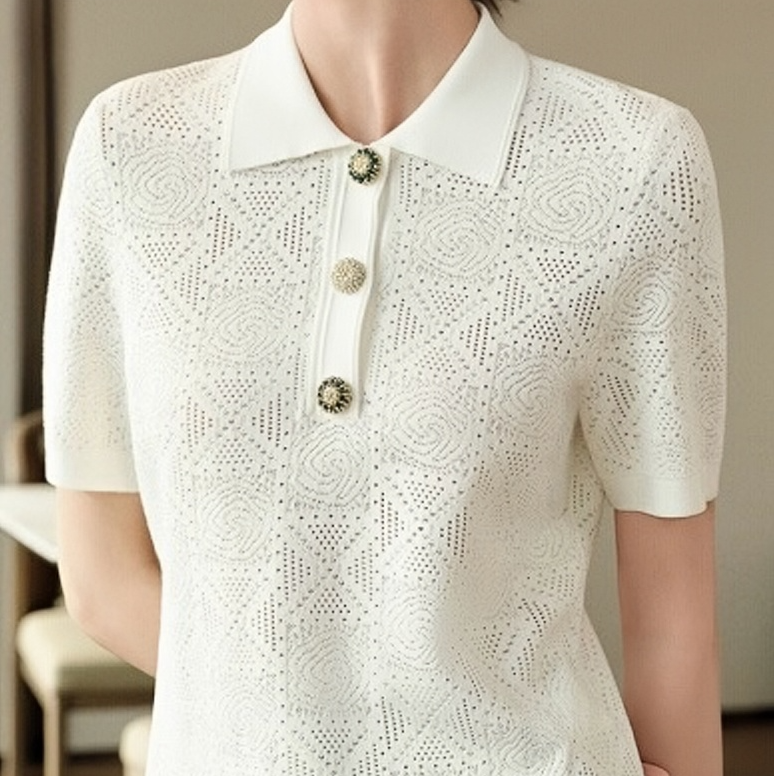 25ss【雅】提花肌理感桑蚕丝混纺PLOL衫【25SS7019-019】