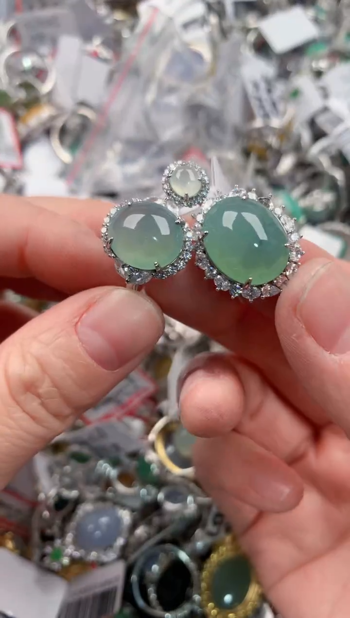 银S925镶嵌戒指翡翠222              9