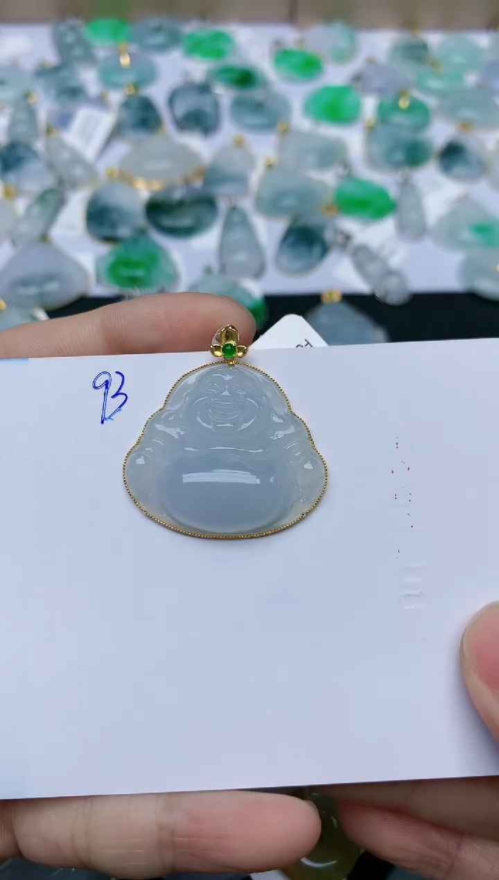 【闪购商品】翡翠颈饰18K金镶嵌天然翡翠A货    