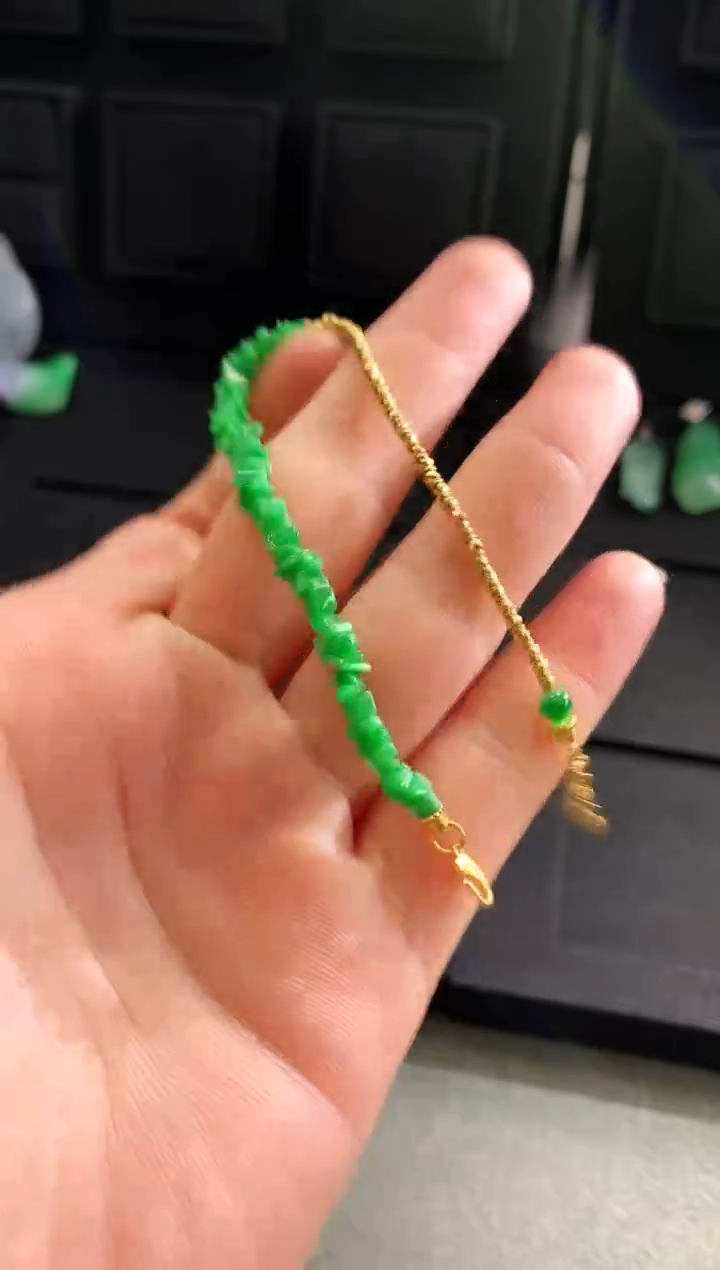 【闪购商品】翡翠手链18K金镶嵌手链 