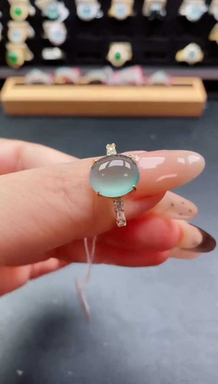 银S925镶嵌戒指翡翠1