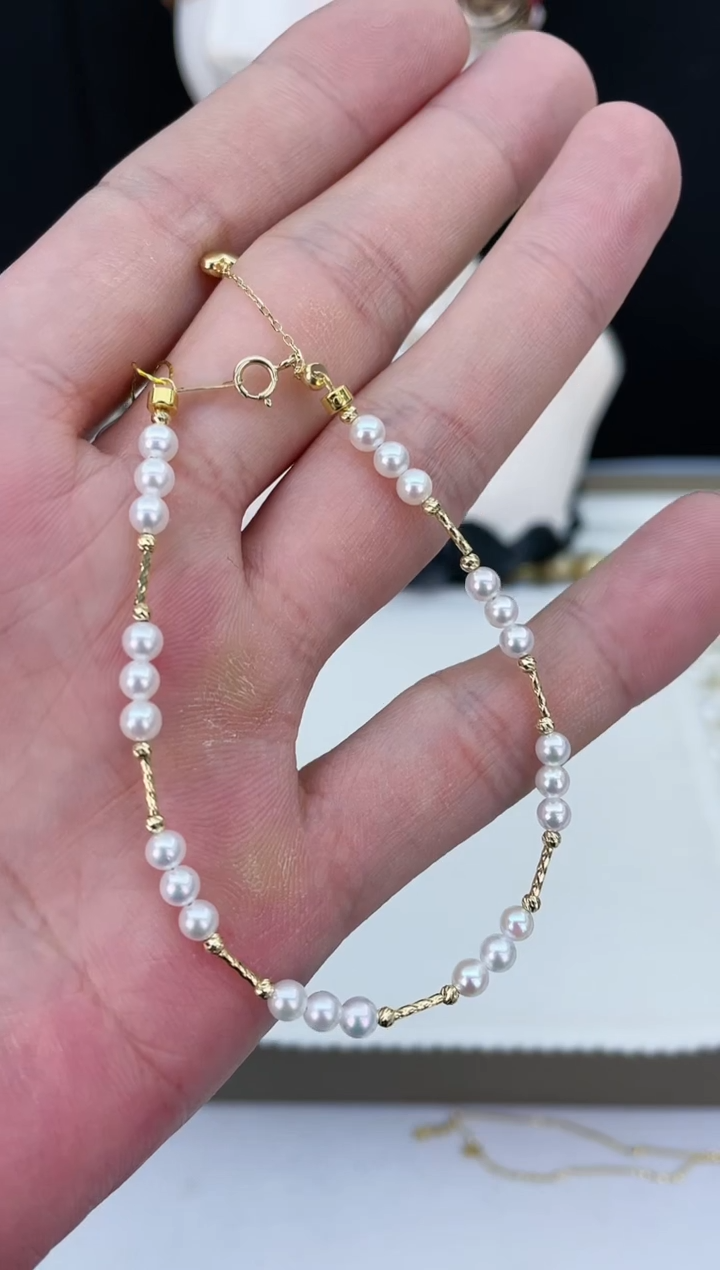 【闪购商品】海水珍珠手链18K金镶嵌18K金海水珍珠手链