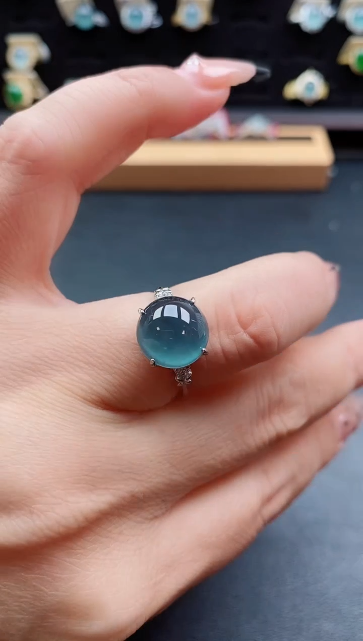 银S925镶嵌戒指翡翠1