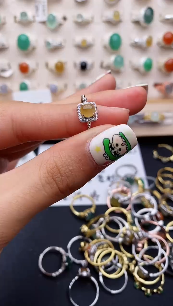 【闪购商品】翡翠戒指银S925镶嵌缅甸翡翠