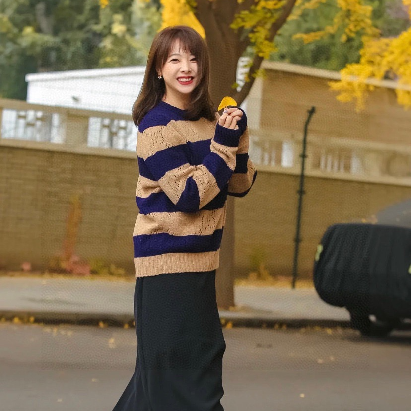 未使用 GUCCI/古驰 驼色条纹针织款毛衣/尺码L/ZK020099