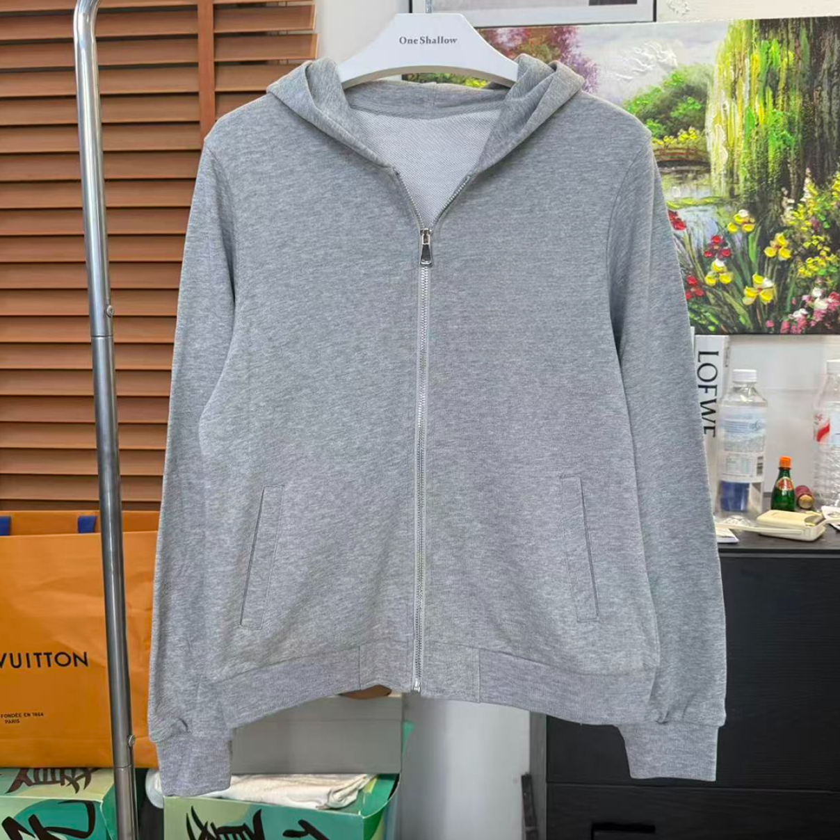 连帽小熊贴布绣拉链开衫卫衣6590