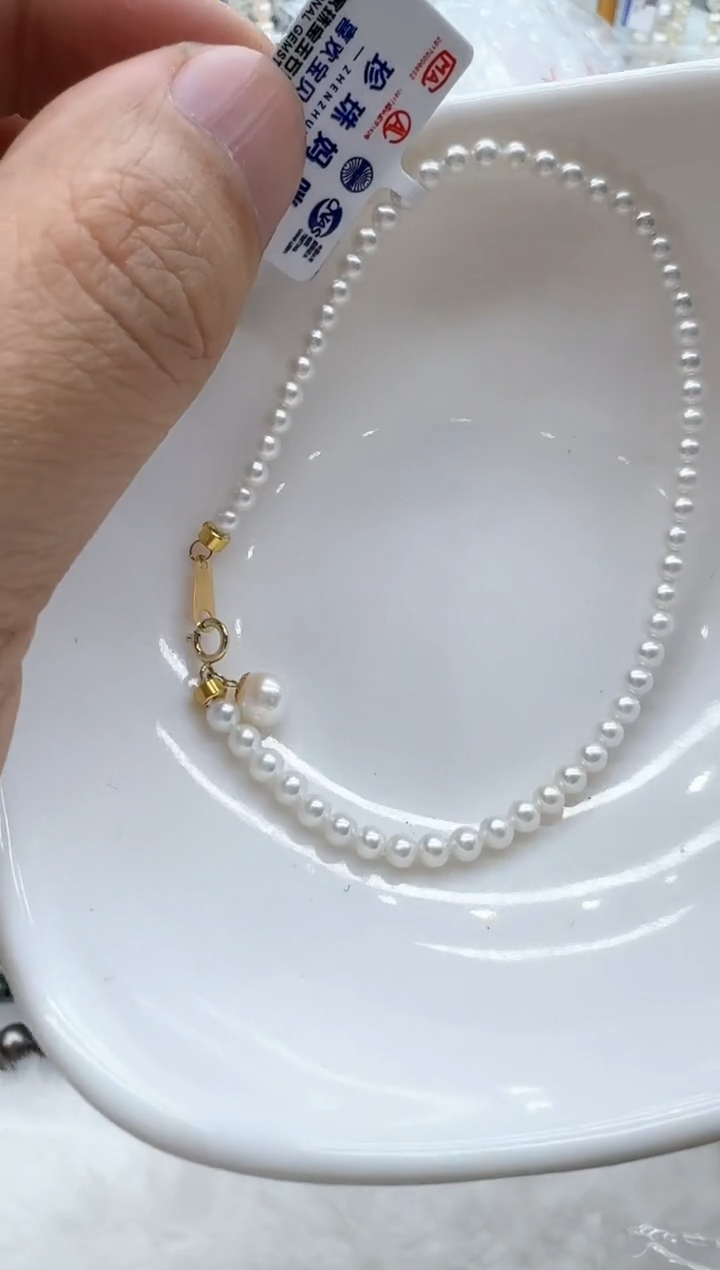【闪购商品】淡水珍珠手链18K金镶嵌清货