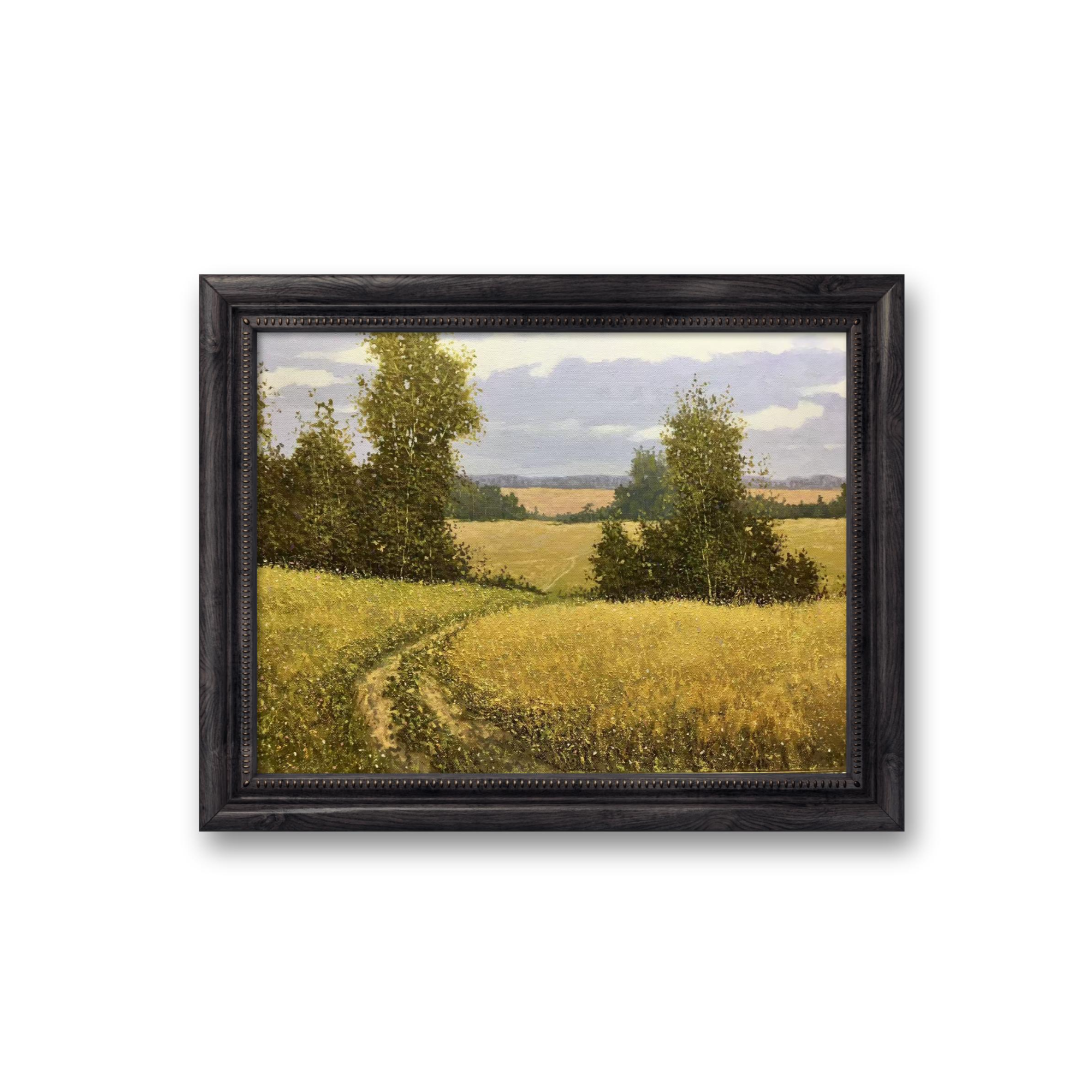 俄罗斯原创手绘油画《田园小径》60*80cm 2024年书房卧室客厅