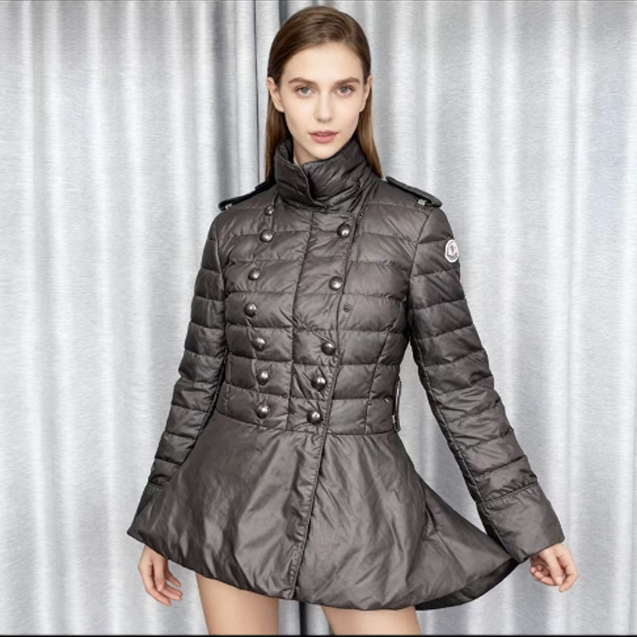 95新 MONCLER 蒙口墨绿色双扣羽绒服外套女装/fz147时尚