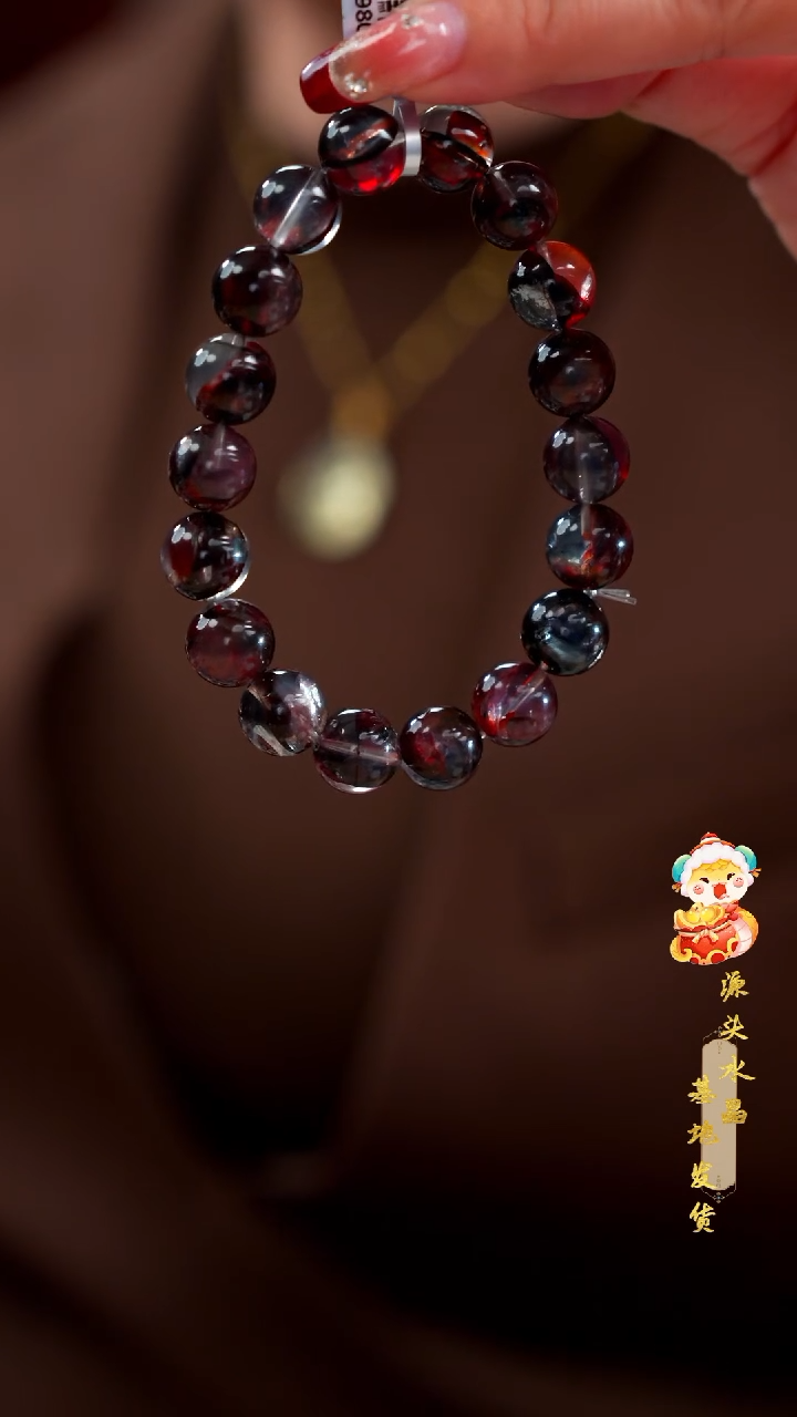 【闪购商品】水晶手串未镶嵌高货黑牛胶花单圈11MM多样性发其一