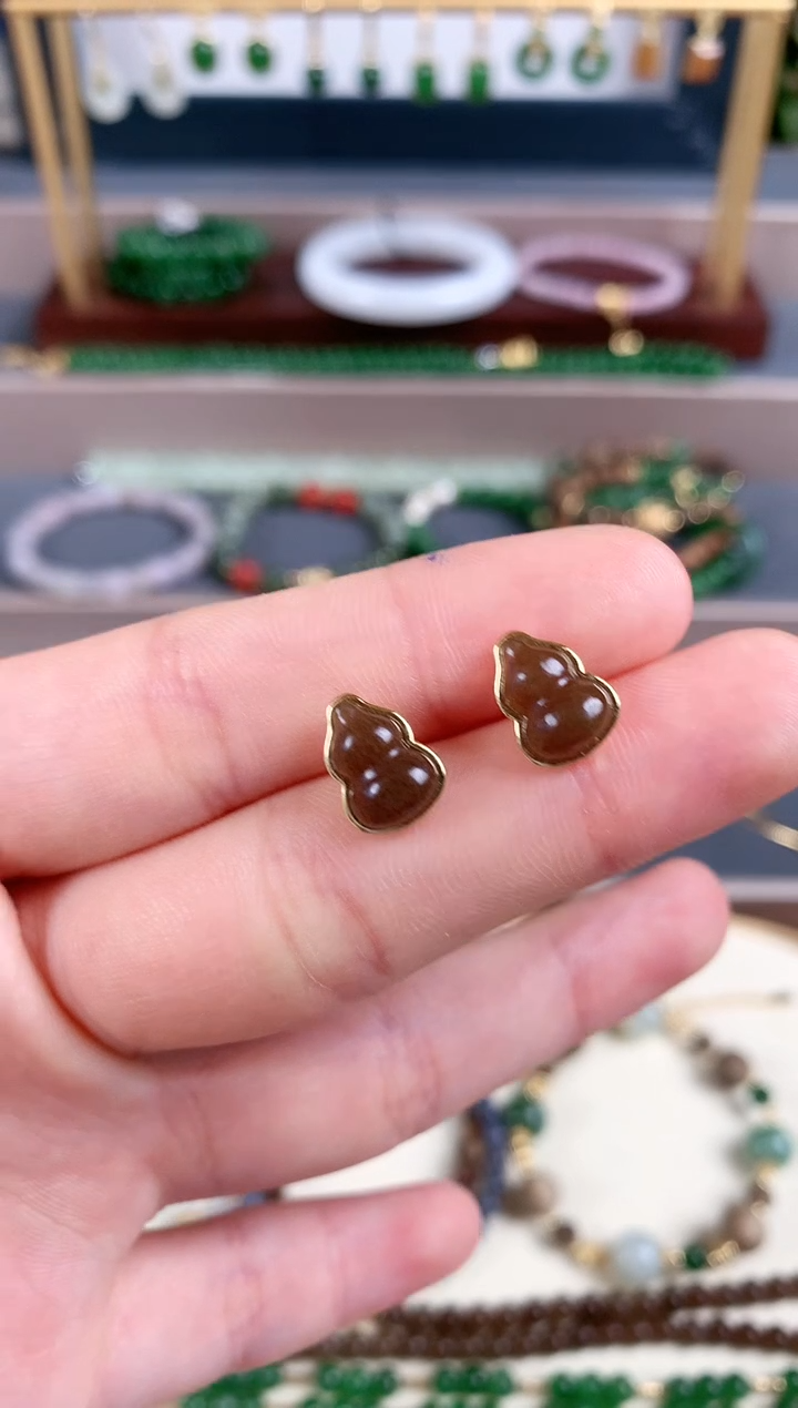 银S925镶嵌和田玉耳饰1