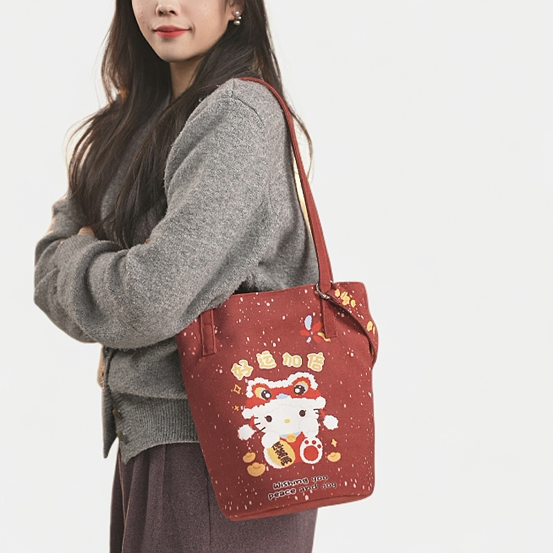 弘娜原创设计款百搭休闲手提斜跨单肩包女士小众水桶包包