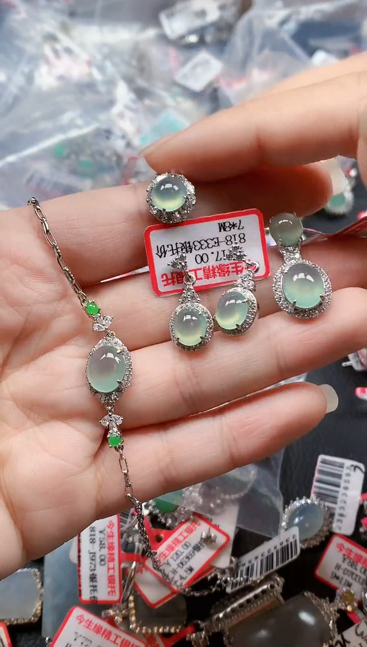 银S925镶嵌戒指翡翠天然A货缅甸翡翠