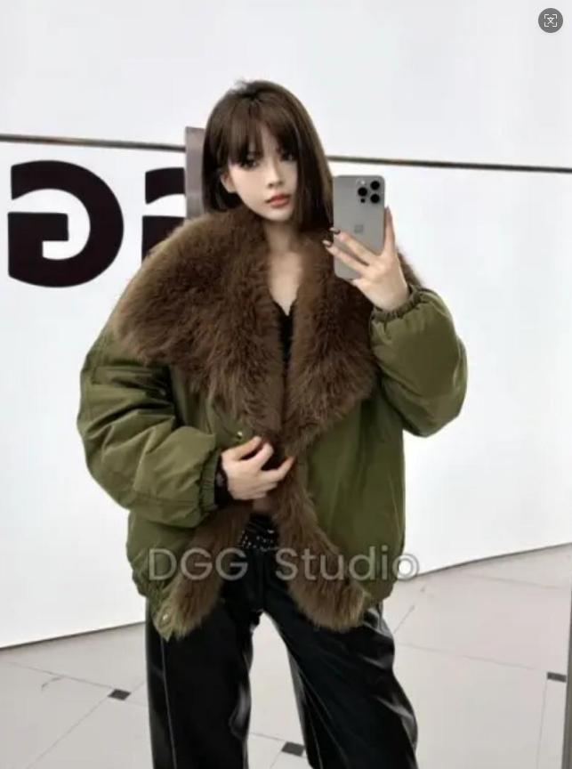 【杨悦悦】新款2025时尚外套秋冬网红设计师皮毛一体