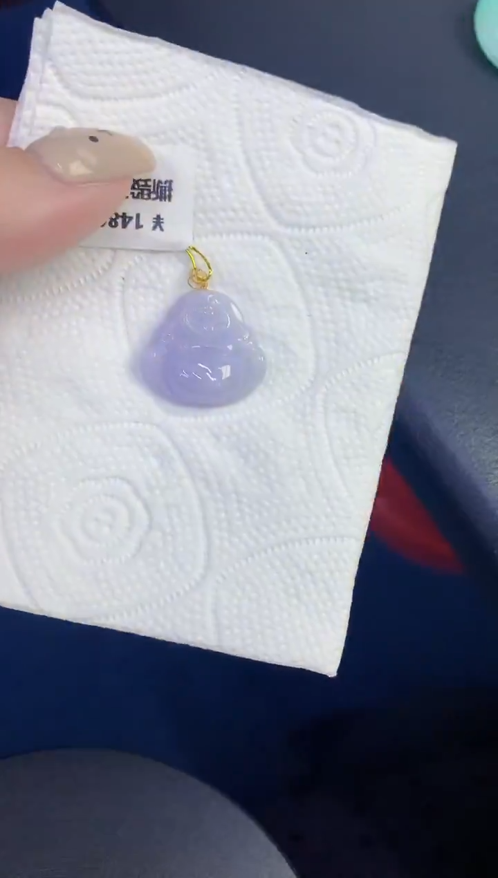 颈饰18K金镶嵌翡翠缅甸天然翡翠A货