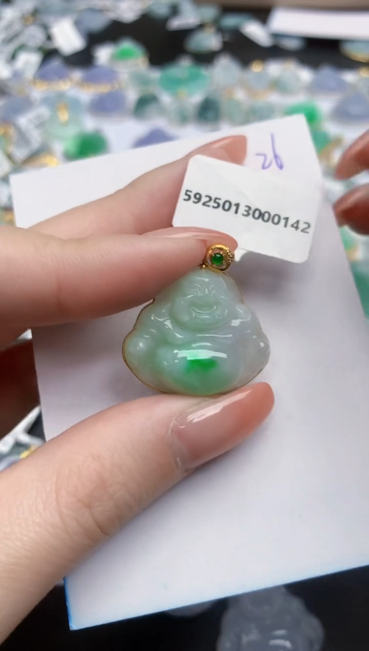 【闪购商品】翡翠颈饰18K金镶嵌天然缅甸翡翠A货