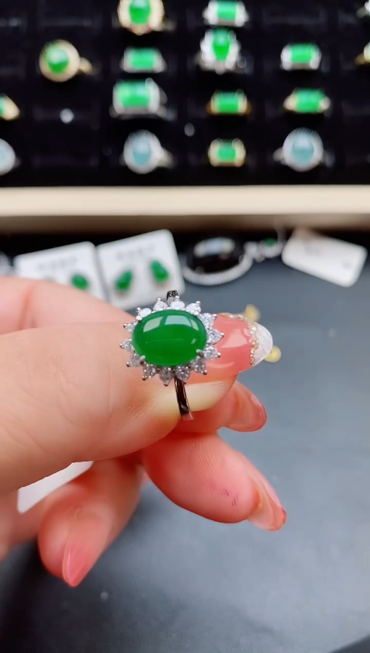 【闪购商品】翡翠戒指银S925镶嵌5080505
