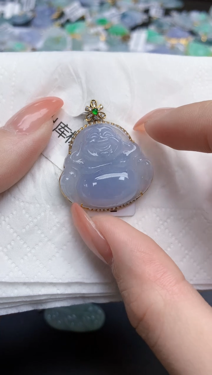 【闪购商品】翡翠颈饰18K金镶嵌天然缅甸翡翠A货