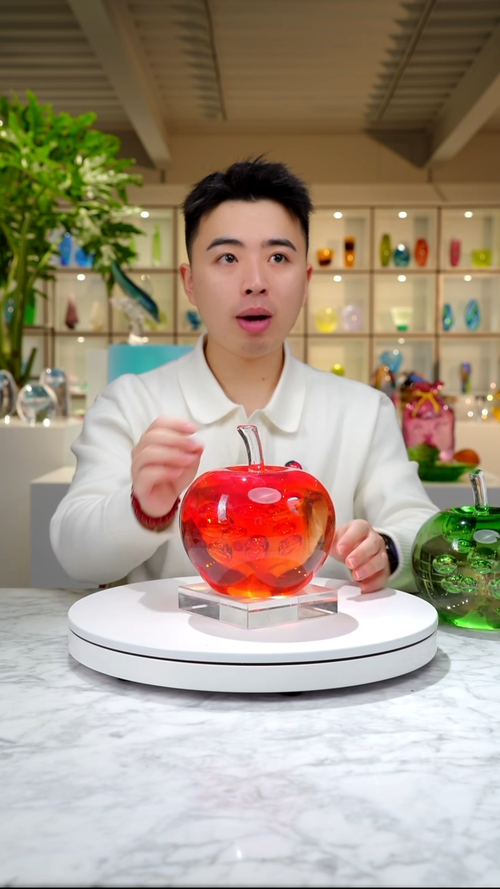 摆件宝石红苹果摆件+底座