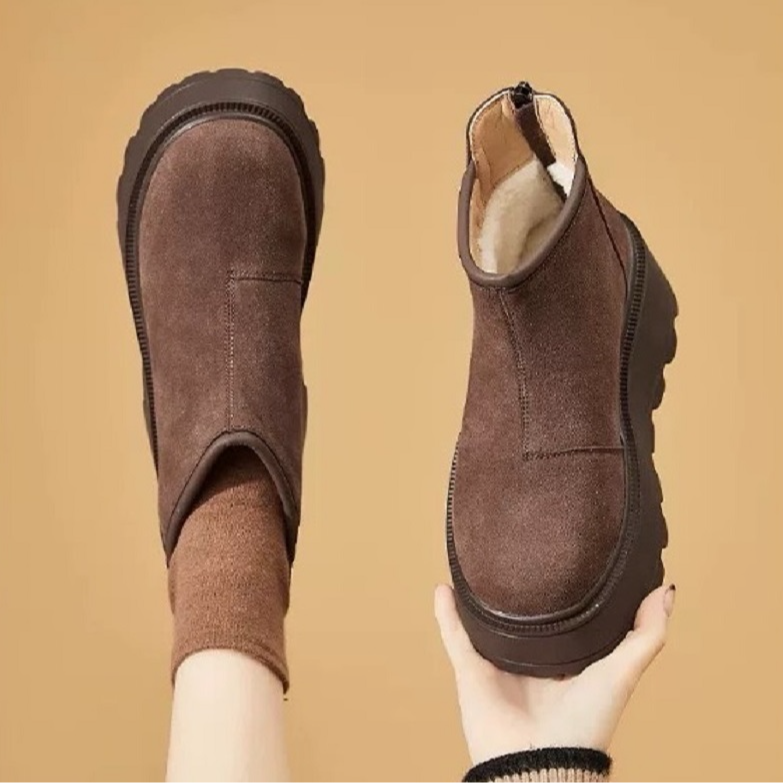 6688时尚厚底雪地靴女2025冬季新款增高保暖棉靴加绒防滑短靴