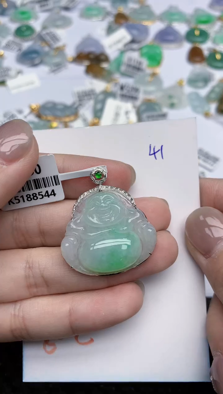 【闪购商品】翡翠颈饰18K金镶嵌天然翡翠A货
