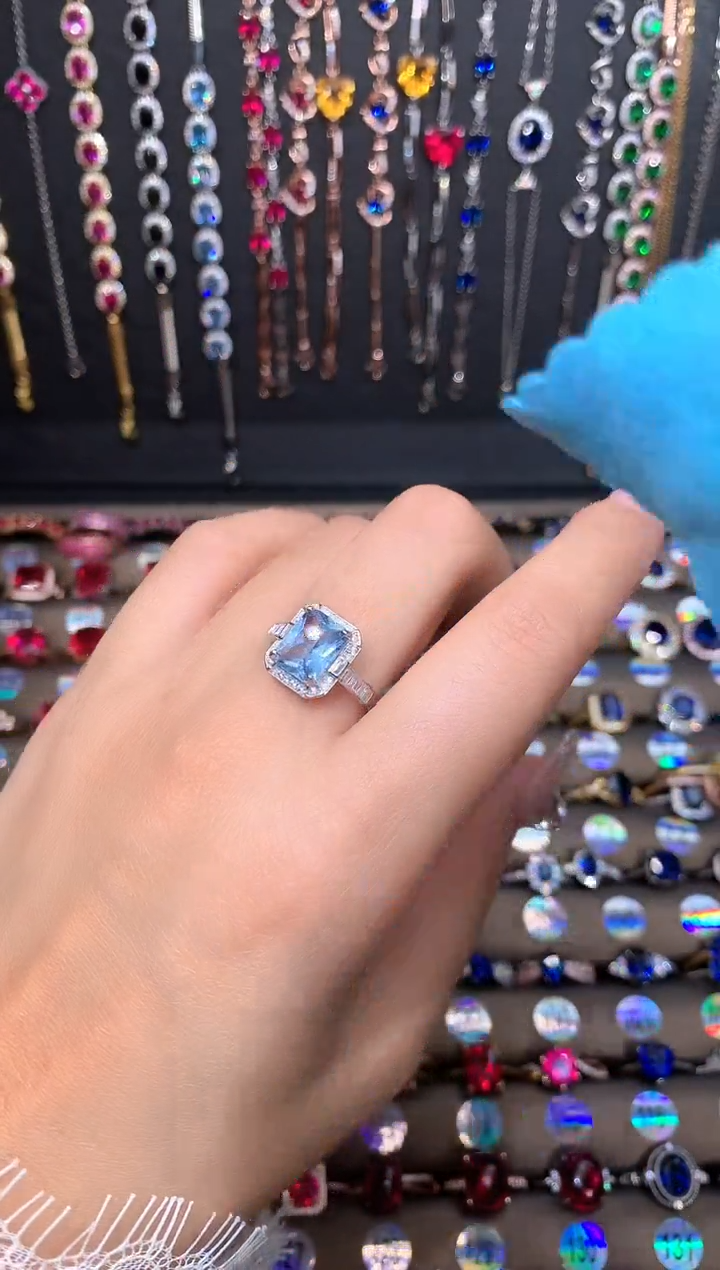 【闪购商品】蓝宝石戒指银S925镶嵌银色