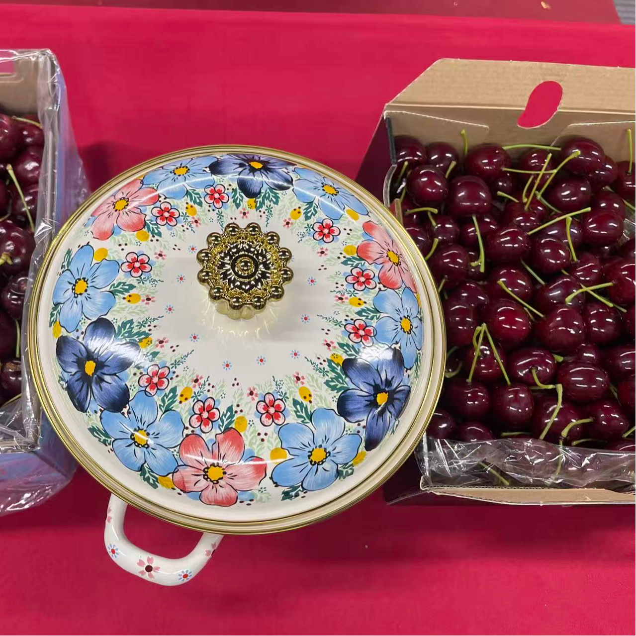 中式车厘子珐琅锅珐琅锅