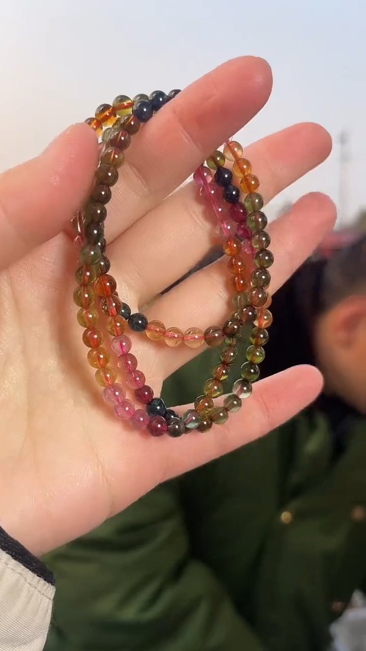 【闪购商品】碧玺手链未镶嵌天然多圈手串多样性发一5mm