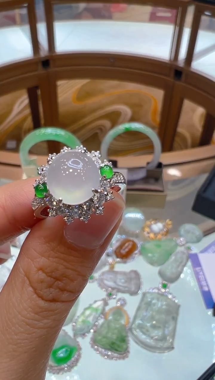银S925镶嵌戒指翡翠多样性团购发一件