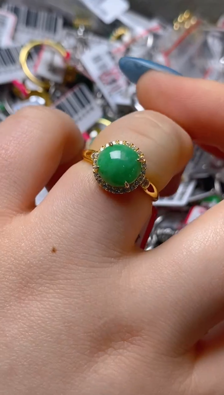 银S925镶嵌戒指翡翠百内无证书