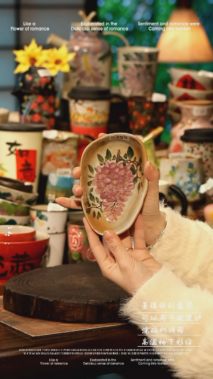 陶瓷景德镇高温釉下彩手工手绘款式