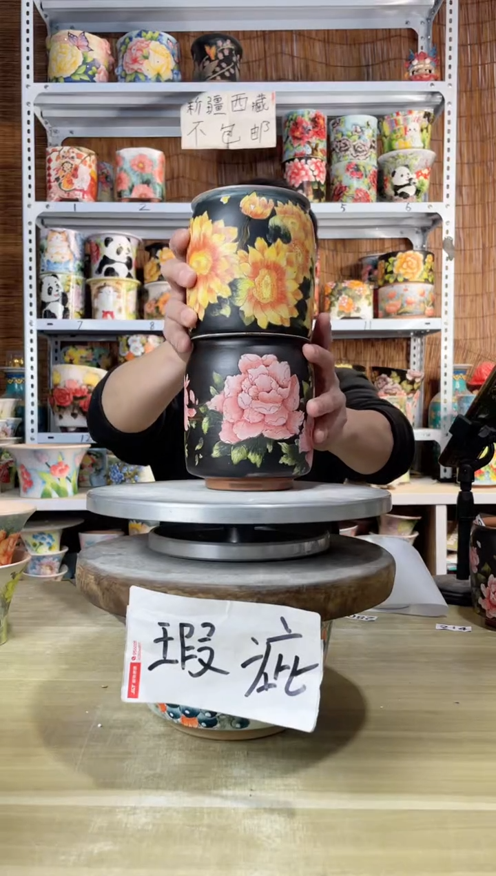 【闪购商品】摆件349陶花岛多肉陶瓷花盆罐——微瑕