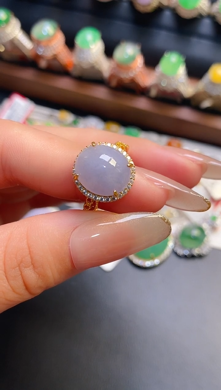 银S925镶嵌戒指翡翠天然