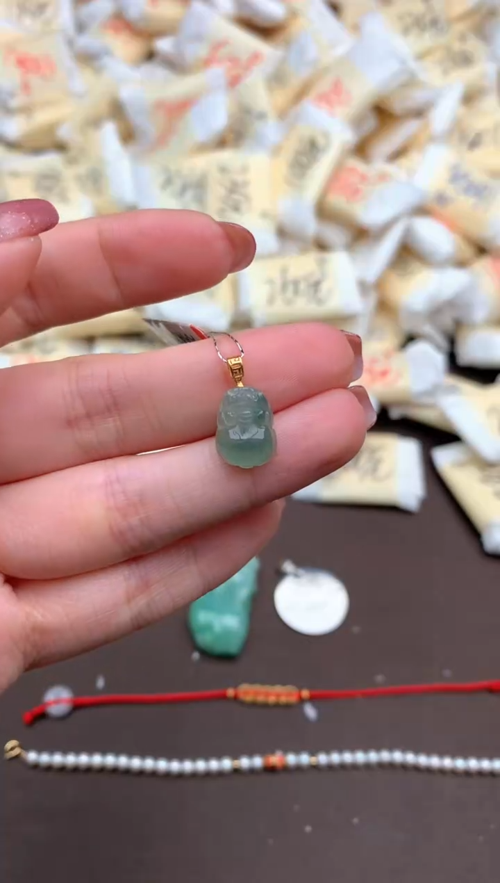 【闪购商品】翡翠挂件18K金镶嵌一