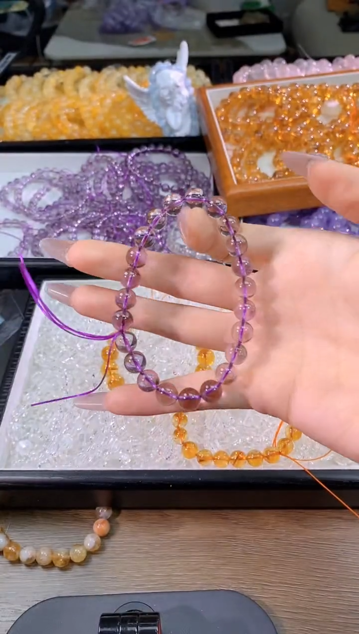 【闪购商品】水晶手链未镶嵌毕业级巴西紫黄共生8m+