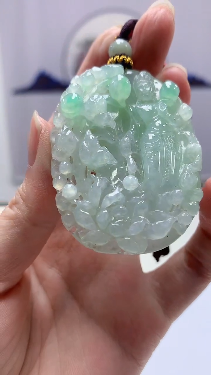 【闪购商品】定制翡翠未镶嵌4969zm-毛货挂件170观音