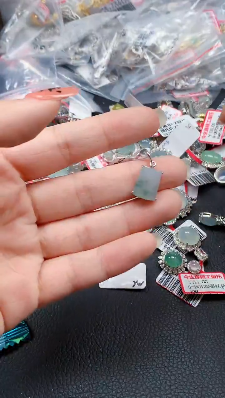 银S925镶嵌戒指翡翠天然A货缅甸翡翠