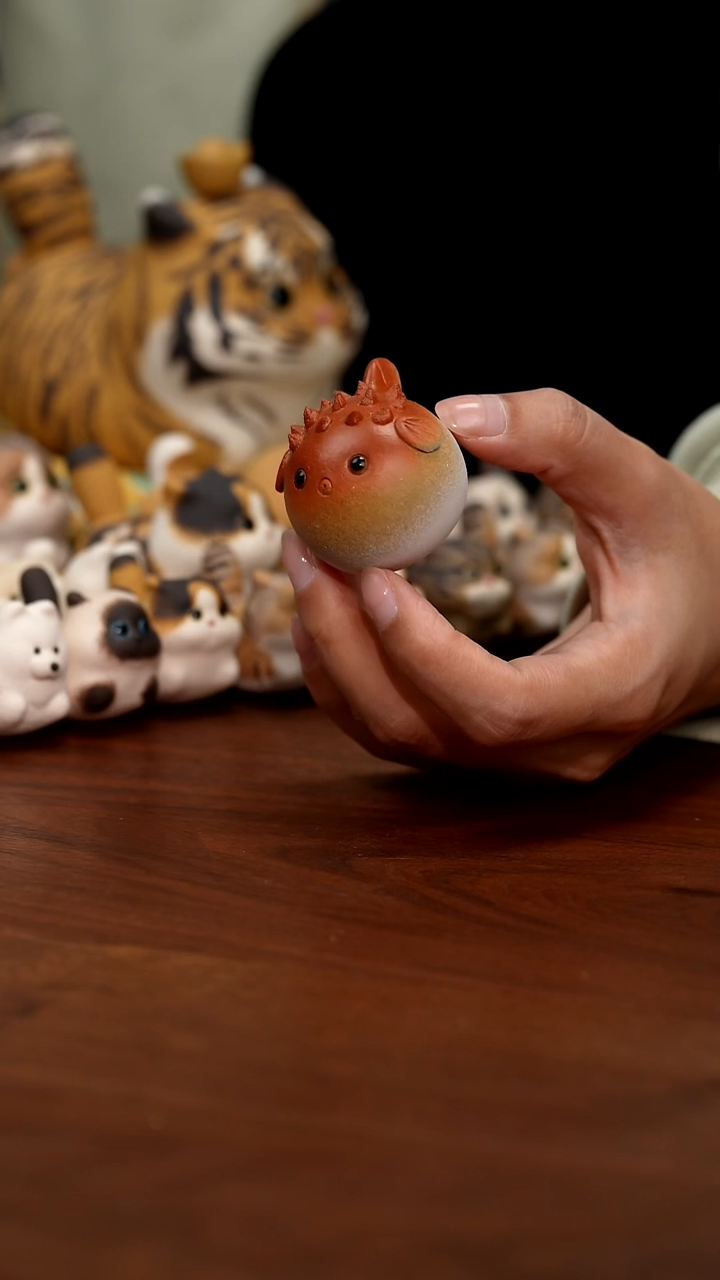 紫砂摆件河豚泡泡猪