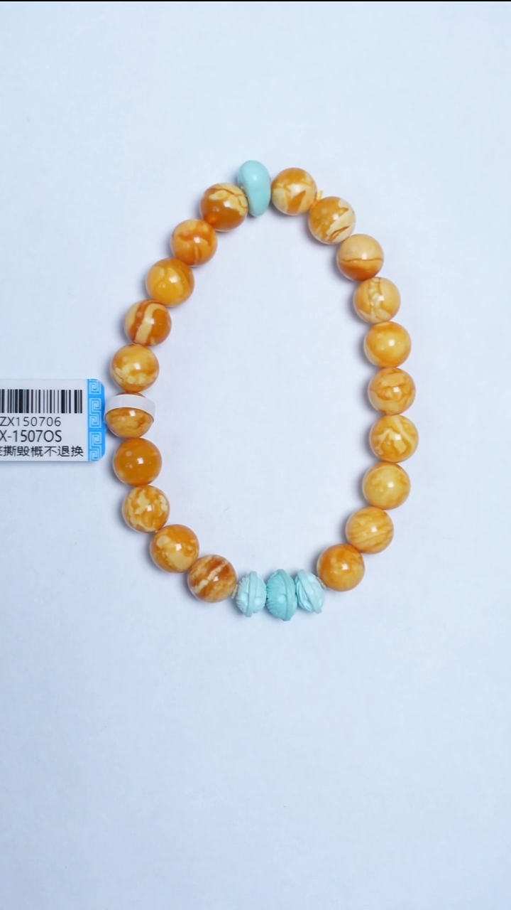 手链蜜蜡未镶嵌花蜡绿松手串8mm