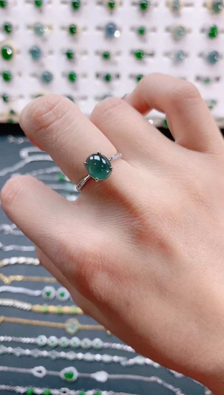 【闪购商品】翡翠戒指银S925镶嵌天然翡翠