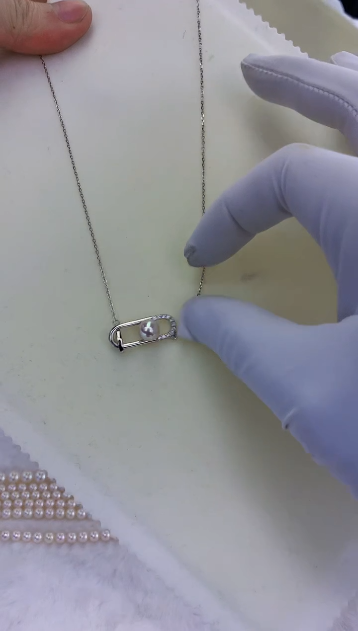 银S925镶嵌饰品海水珍珠回形针套链